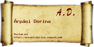 Árpási Dorina névjegykártya